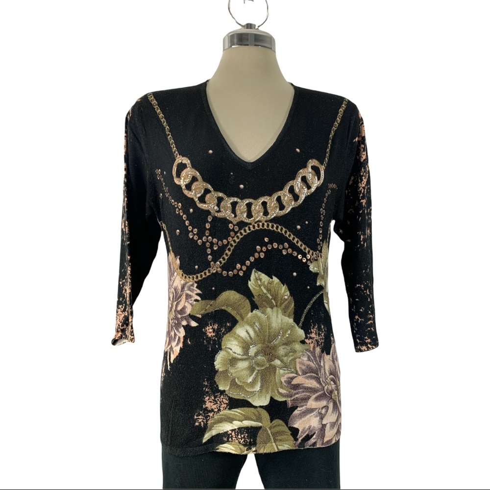 CITY TREND Black Embellished Suéter Size L